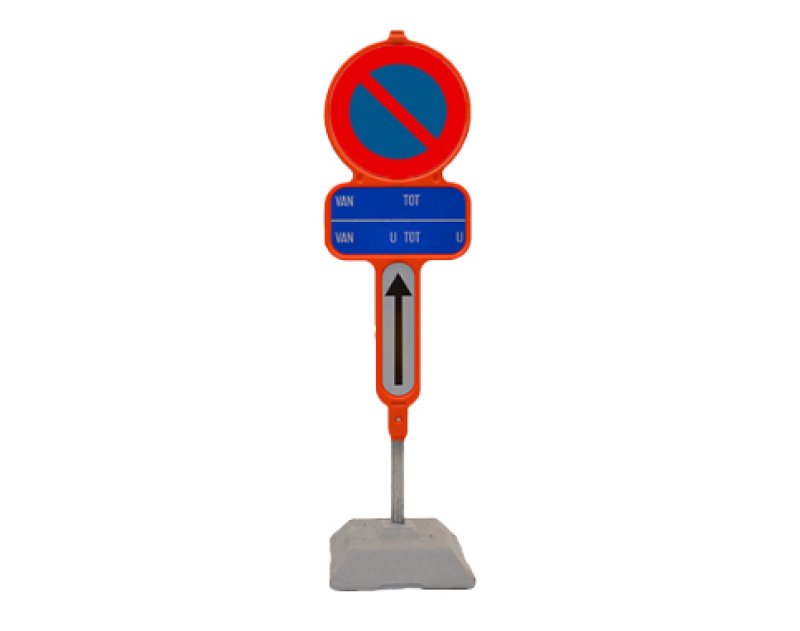 Parkeerverbod in PEHD E1 + datum blauw + Xa (exclusief sokkel)