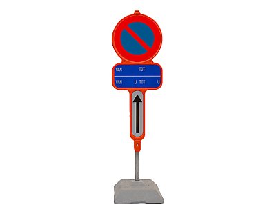 Parkeerverbod in PEHD E1 + datum blauw + Xa (exclusief sokkel)
