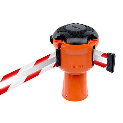 Kegeladapter met 9 meter uittrekbaar lint reflecterend rood/wit (kunststof)