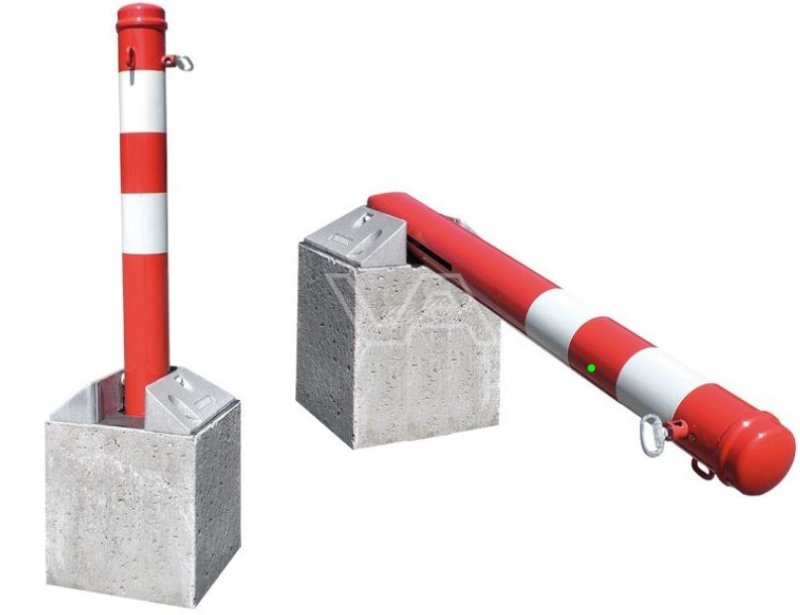 Paal rood voorzien van 2 reflecterende witte banden Ø 90 mm neerklapbaar L 750 mm bovengronds