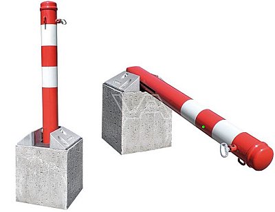 Paal rood voorzien van 2 reflecterende witte banden Ø 90 mm neerklapbaar L 750 mm bovengronds