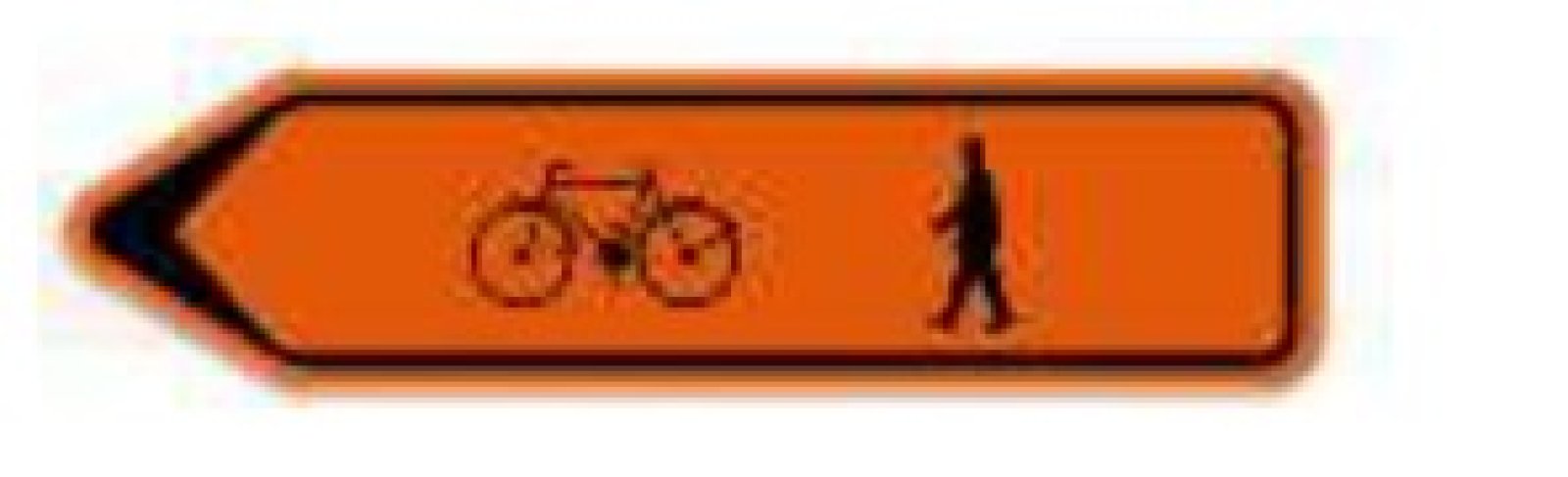 Pijlbord T250 F41 1000 x 200 mm picto fiets + mannetje - LINKS