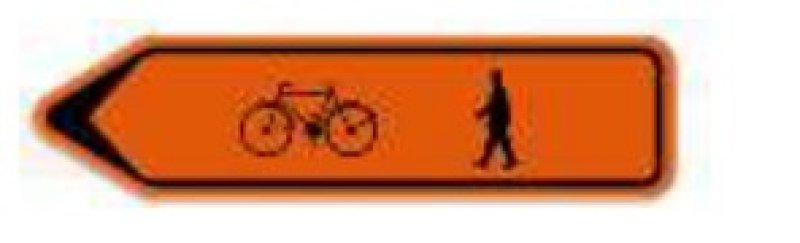 Pijlbord T250 F41 1000 x 200 mm picto fiets + mannetje - LINKS