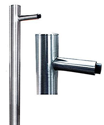 Inox paal Ø60mm H 900 mm voorzien van deurstop - met voetplaat