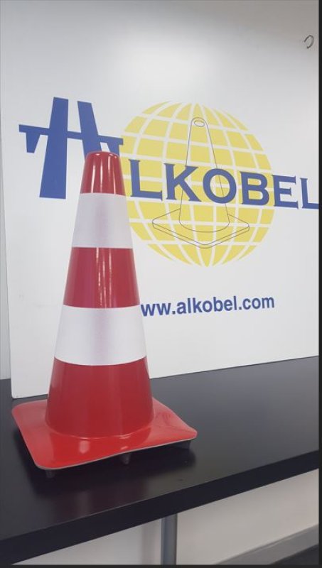 Kegel 50cm soepele pvc rood met 2 reflecterende banden