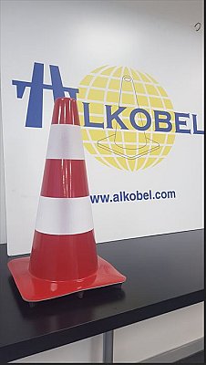 Kegel 50cm soepele pvc rood met 2 reflecterende banden