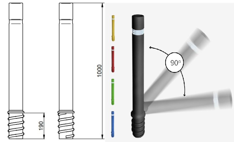 Flexibele paal Ø 100mm - H1000mm - blauw - om in te betonneren