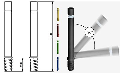 Flexibele paal Ø 100mm - H1000mm - blauw - om in te betonneren