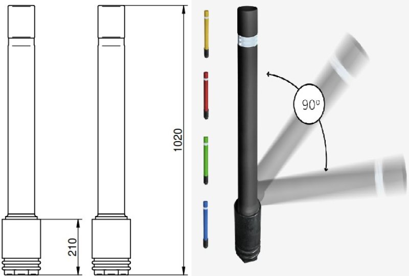 Flexibele paal Ø 100mm - H1020 mm - blauw - om in te betonneren