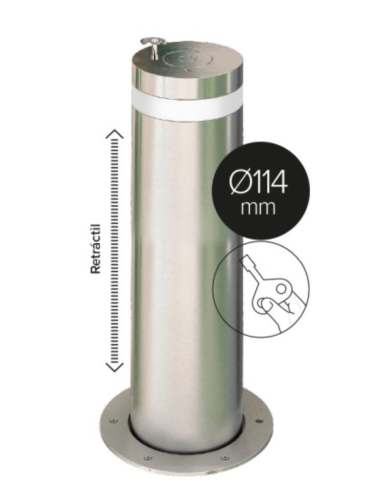 Semi automatische bollard Ø114 x 500 x 4mm