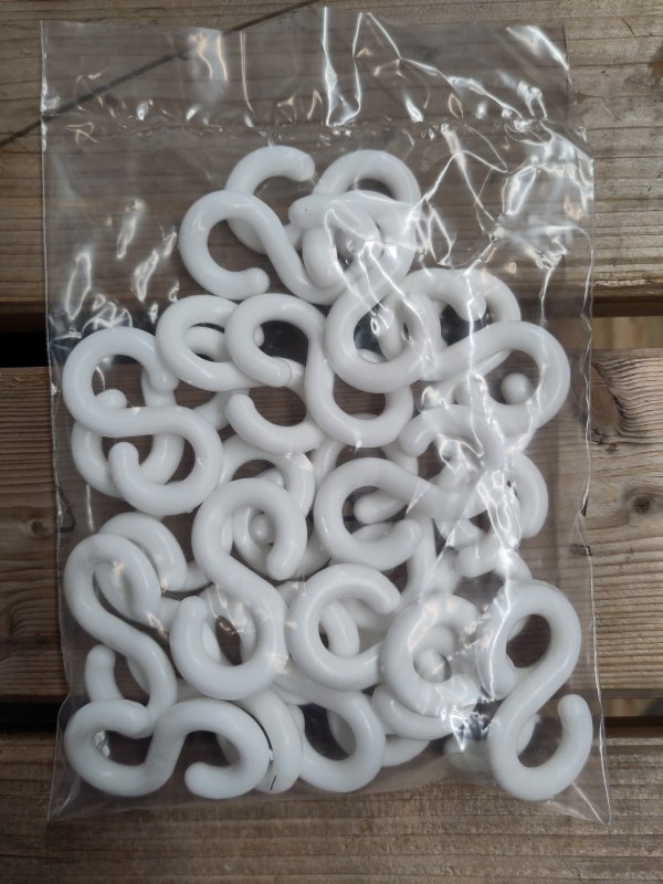 Verbindingsschakels ketting S-shape wit 8 mm (per zak 25 stuks)