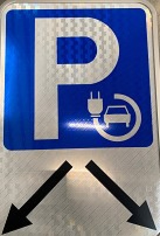 Bord SB250 E9 oplaadpunt auto 400 x 600 mm met pijl links/recht