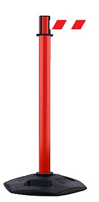 Set van 2 kunststofpalen met gerecycleerde voet - uittrekbaar lint van 3,65m - H 95cm