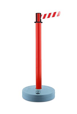 Set van 2 kunststofpalen met opvulbare voet - en rol lint van 3,65m - H 95cm