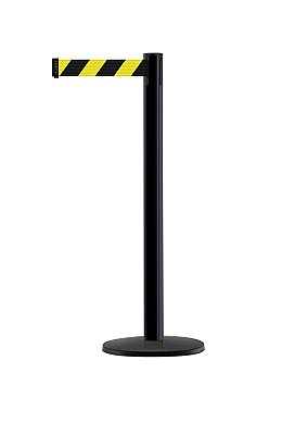 Paal in zwart satijn finish met uittrekbaar lint (2,30 m)  H: 970 mm