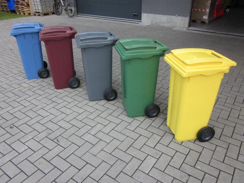 Afvalcontainer op wielen 120 of 240 liter in verschillende kleuren