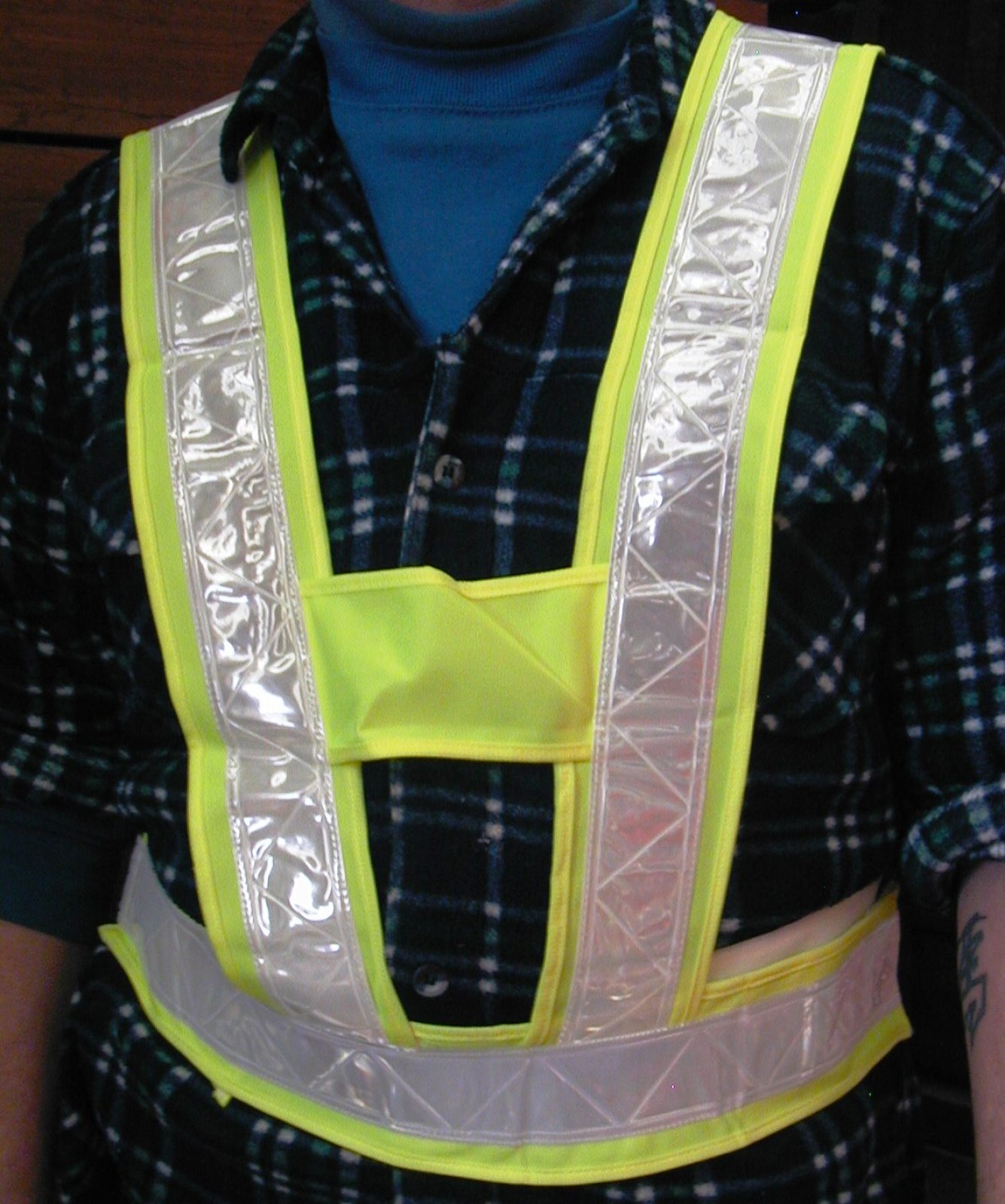 Fluorescerende gele vest/banden in verschillende maten