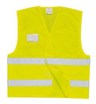 Fluorescerend vestje geel met ID vestje en verstelbare klittenbandsluiting in extra ademende mesh stof in verschillende maten