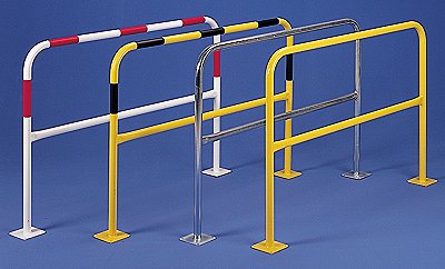 Veiligheidshek Ø 40 of Ø 60 mm met voetplaat H 1000 mm in verschillende afmetingen en kleuren