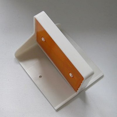 2 zijdige reflector voor plaatsing aan de zijkant (horizontaal) van de separator - oranje/wit  80x120 mm - MOQ 100st