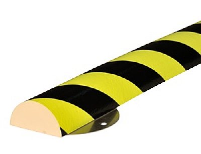 Flexibele stootband TYPE C+ in polyurethaan in verschillende kleuren met RVS muurbevestiging