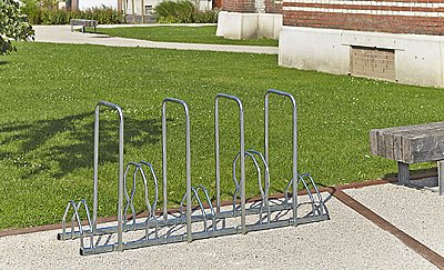 Verzinkt fietsenrek 2 niveaus voor 5 fietsen L 1600 x 390 x 490 mm zonder of met anti-diefstalbeugels (H 830 mm)