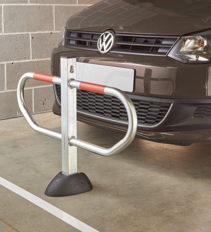 Parkeerbeugel met 1 centrale steun met cilinderslot L 900 x 600 mm - 9 kg,  50 x 50 mm Ø 35 x 2 mm