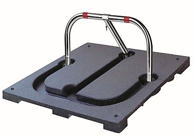 Parkeerbeugel met cilinderslot om in te betonneren met sokkel in gerecycleerde rubber L 1090 x 990 x 75 mm + beugel 940 x 460 mm - 57 kg