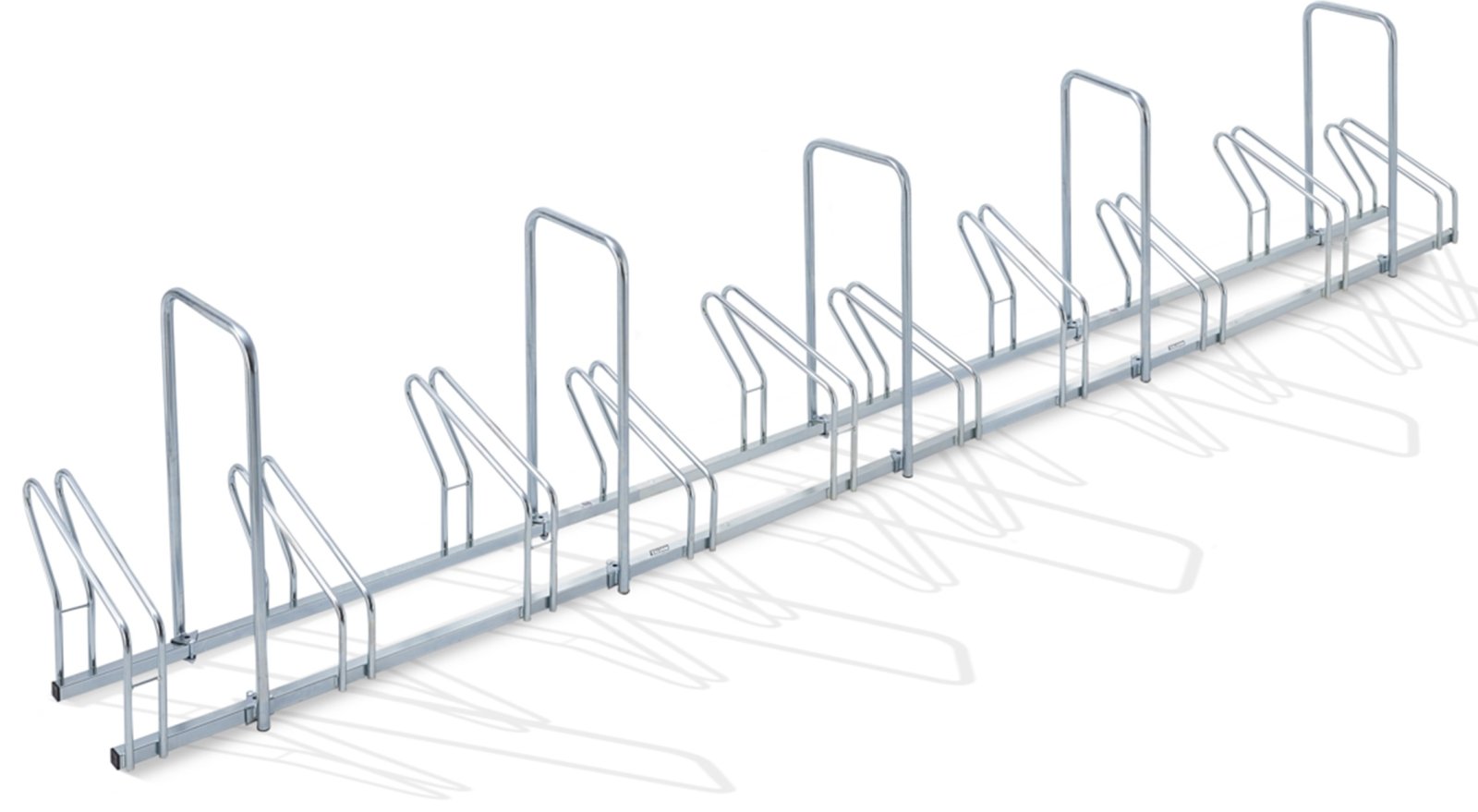 Verzinkt fietsenrek 2 niveaus voor 10 fietsen L 4200 x 450 x 450 mm zonder of met anti-diefstalbeugels (H 830 mm)