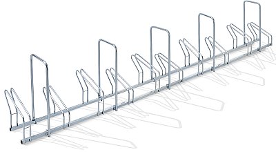 Verzinkt fietsenrek 2 niveaus voor 10 fietsen L 4200 x 450 x 450 mm zonder of met anti-diefstalbeugels (H 830 mm)