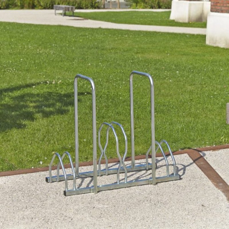 Verzinkt fietsenrek 2 niveaus voor 3 fietsen L 850 x 390 x 490 mm zonder of met anti-diefstalbeugels (H 830 mm)