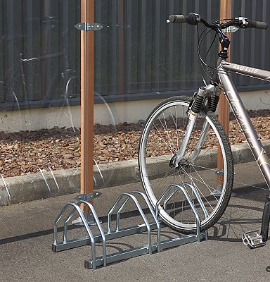 Verzinkt fietsenrek 1 niveau voor 3 fietsen L 720 x B 330 x H 250 mm zonder of met anti-diefstalbeugels (H 830 mm)