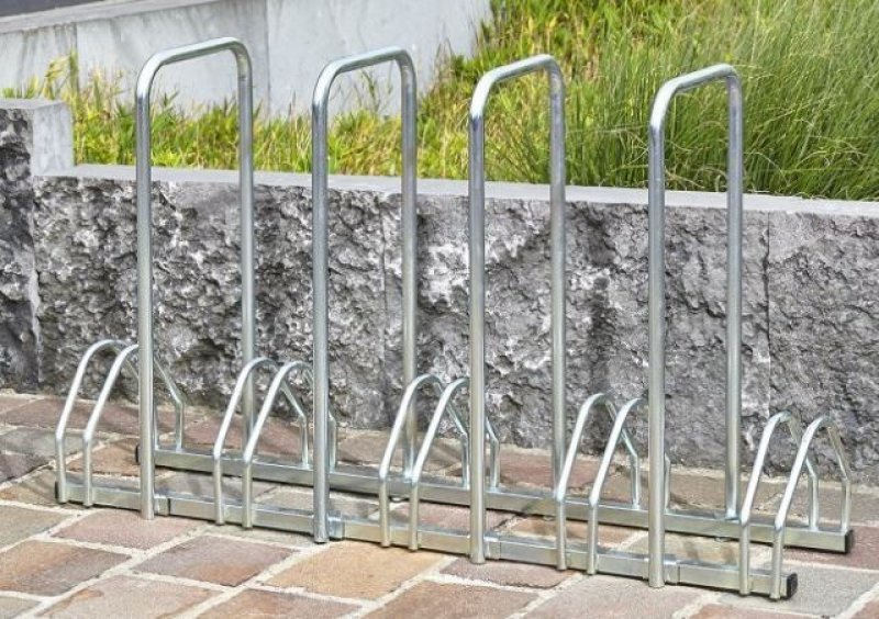 Verzinkt fietsenrek 1 niveau voor 5 fietsen L 1320 x B 330 x H 250 mm zonder of met anti-diefstalbeugels (H 830 mm)