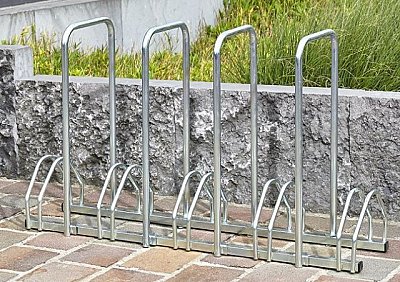 Verzinkt fietsenrek 1 niveau voor 5 fietsen L 1320 x B 330 x H 250 mm zonder of met anti-diefstalbeugels (H 830 mm)