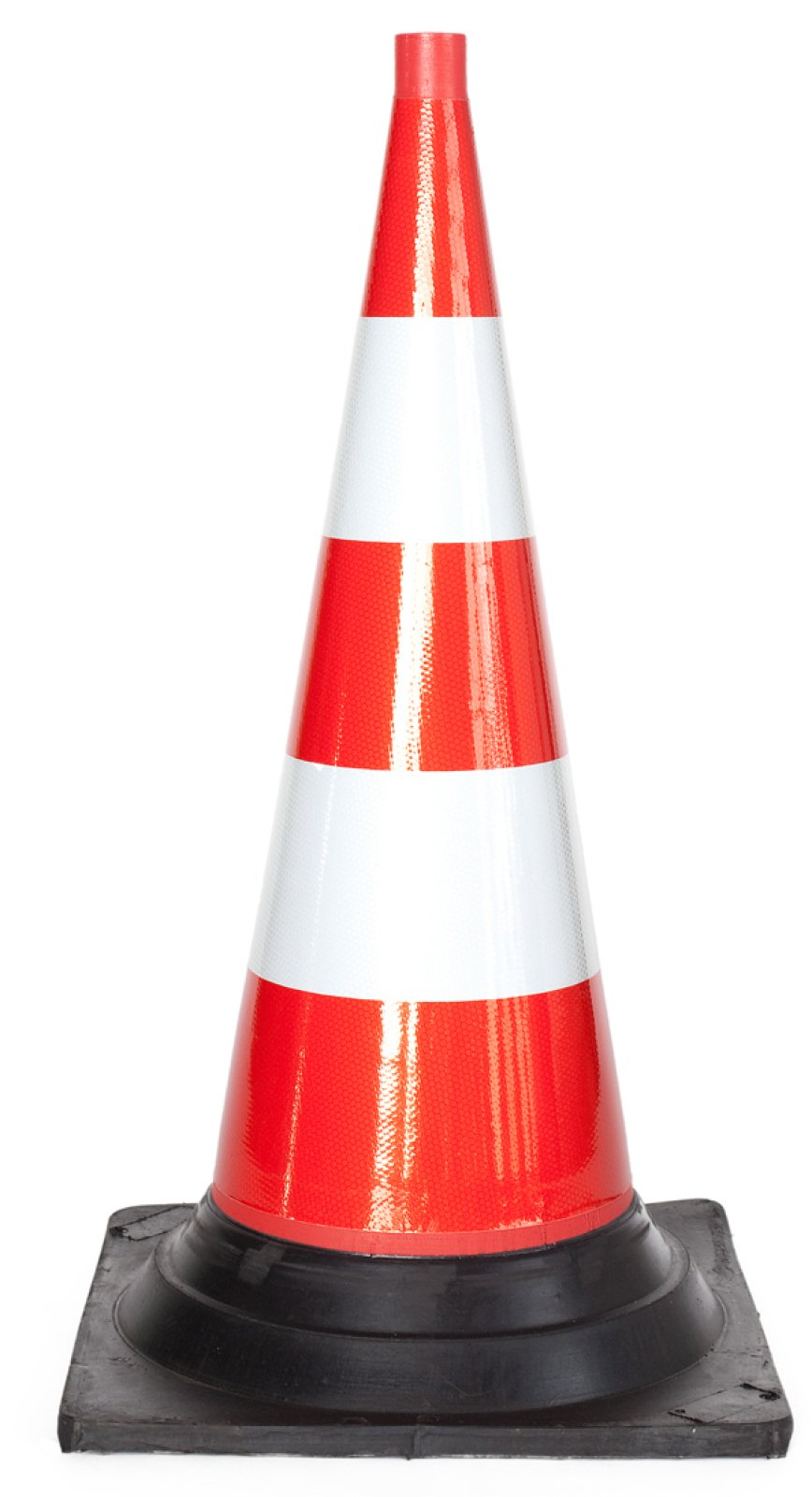 Kegel in gevulkaniseerde rubber volledig reflecterend rood/wit type sb250