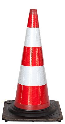 Kegel in gevulkaniseerde rubber volledig reflecterend rood/wit type sb250