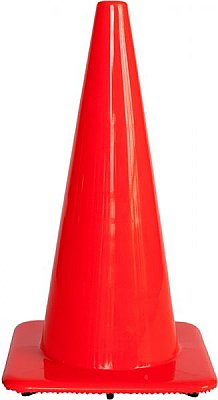 Verzwaarde fluo oranje kegel in soepele PVC zonder banden