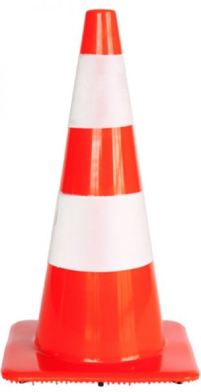 Fluo oranje kegel in soepele PVC met glasparel reflectie klasse 1