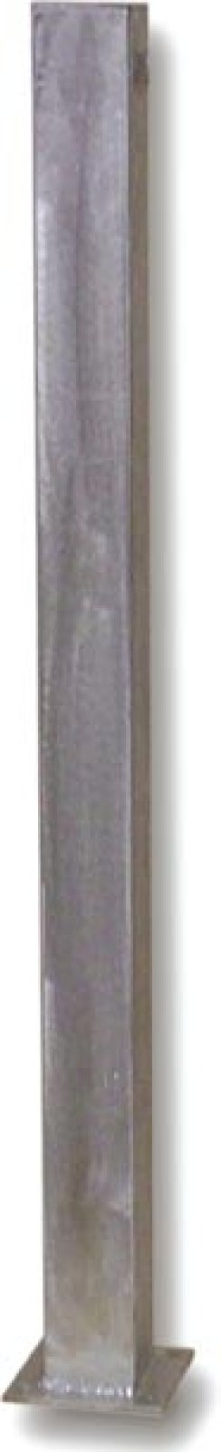 Paal galva 70 x 70 mm met voetplaat L 1000 mm bovengronds (voetplaat 100 x 150 mm)- 2 kettingogen