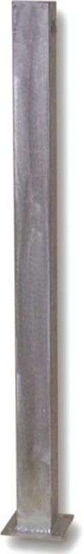 Paal galva 70 x 70 mm met voetplaat L 1000 mm bovengronds (voetplaat 100 x 150 mm)- 2 kettingogen