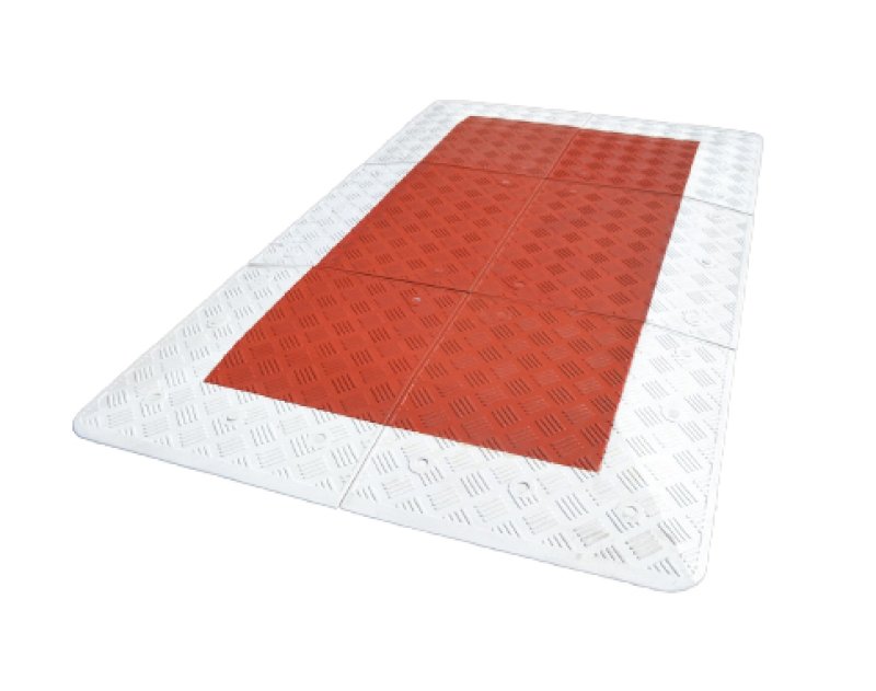 Berlijns kussen Belgisch type 3000 x 1800 x 65 mm rood/wit + bevestigingen
