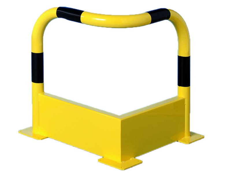 Veiligheidshek Ø60 mm met aanrijbeveiliging B 500 x 500 mm x H 700 mm geel/zwart