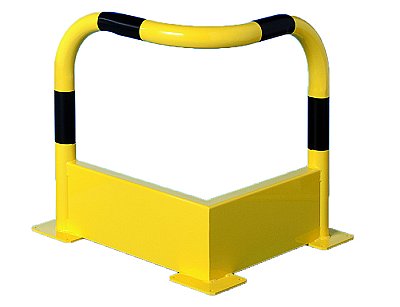 Veiligheidshek Ø60 mm met aanrijbeveiliging B 500 x 500 mm x H 700 mm geel/zwart
