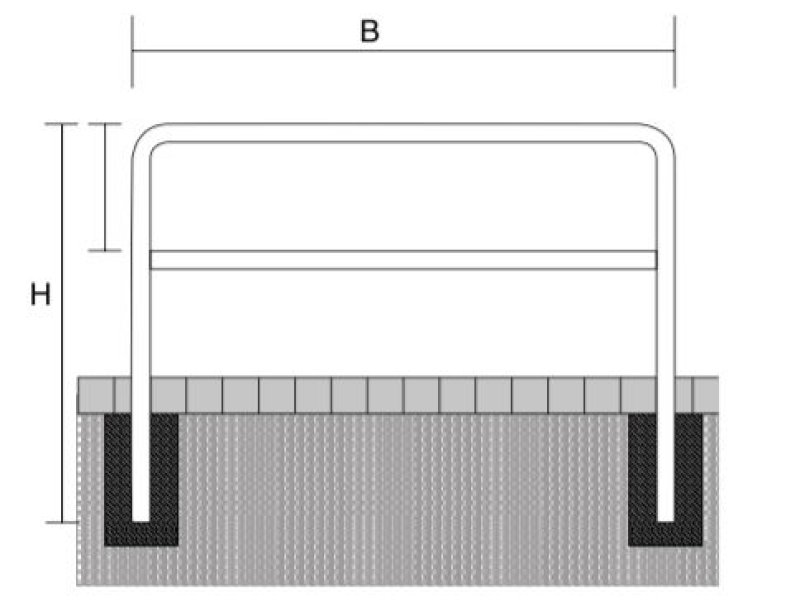 Beschermingsbeugel B 3000 x H 1400mm - Ø60mm - met dwarsprofiel