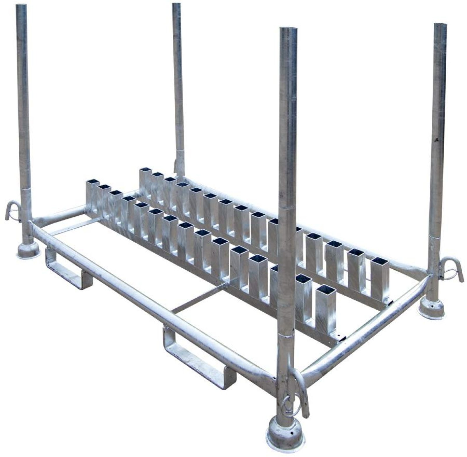 Stapelbare pallet voor 30 palen 40x40 mm met verkeersbord