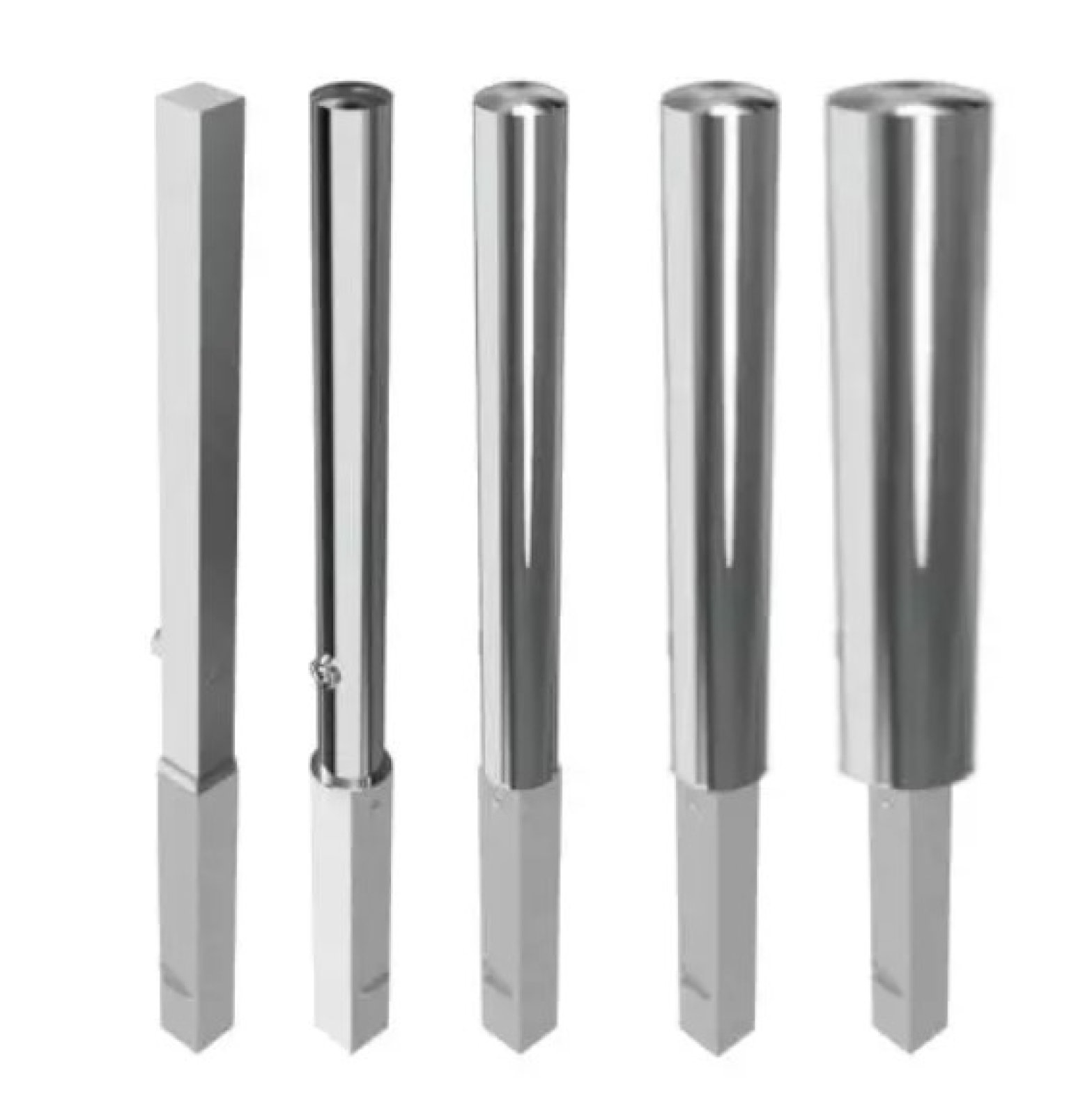 Inox paal Ø154mm H 900 mm (500 mm ondergronds) uitneembaar met driekantslot