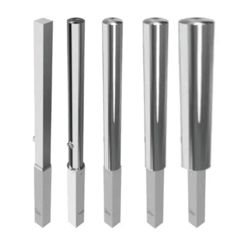 Inox paal Ø154mm H 900 mm (500 mm ondergronds) uitneembaar met driekantslot