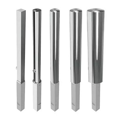 Inox paal Ø154mm H 900 mm (500 mm ondergronds) uitneembaar met driekantslot