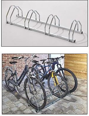 Verzinkt fietsenrek 4 fietsen - Face to face schikking - 1 niveau - L 1170 mm. Voor verschilende bandbreedtes