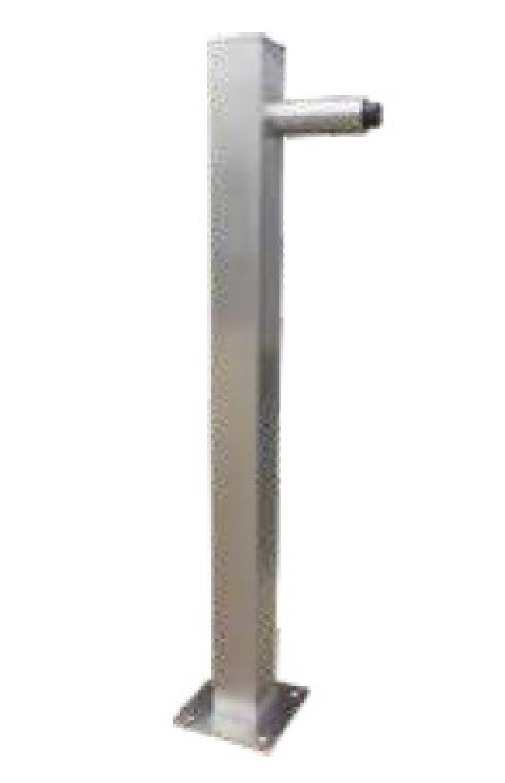 Inox paal 70 x 70 mm H 1400 mm voorzien van deurstop - met voetplaat